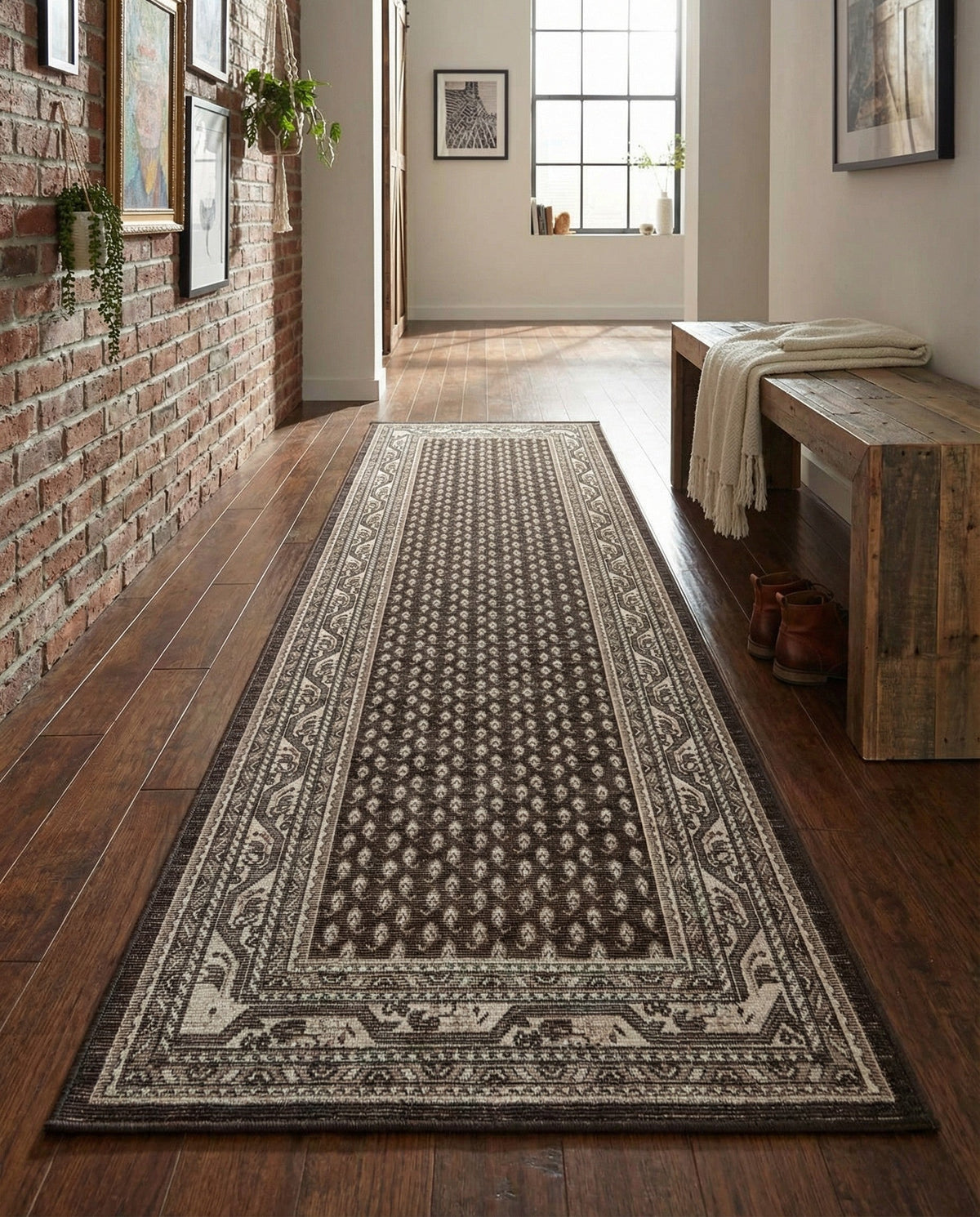 Soho Elegance Collection Area Rug -  Mercer (Brown) Runner Brown  lifestyle 51