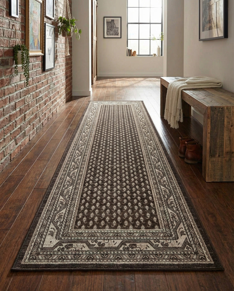 Soho Elegance Collection Area Rug -  Mercer (Brown) Runner Brown  lifestyle 51