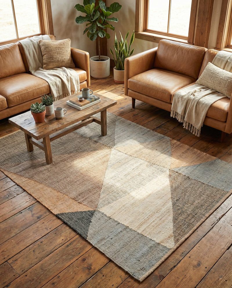 Desert Weave Jute Collection Area Rug -  Mojave Rectangle Multi  lifestyle 13