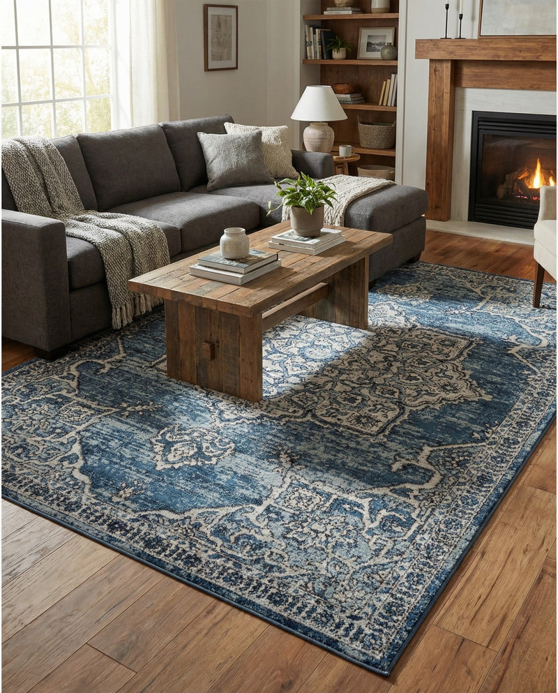Mykonos Manor Collection Area Rug -  Tinos (Blue) Rectangle Blue  lifestyle 14