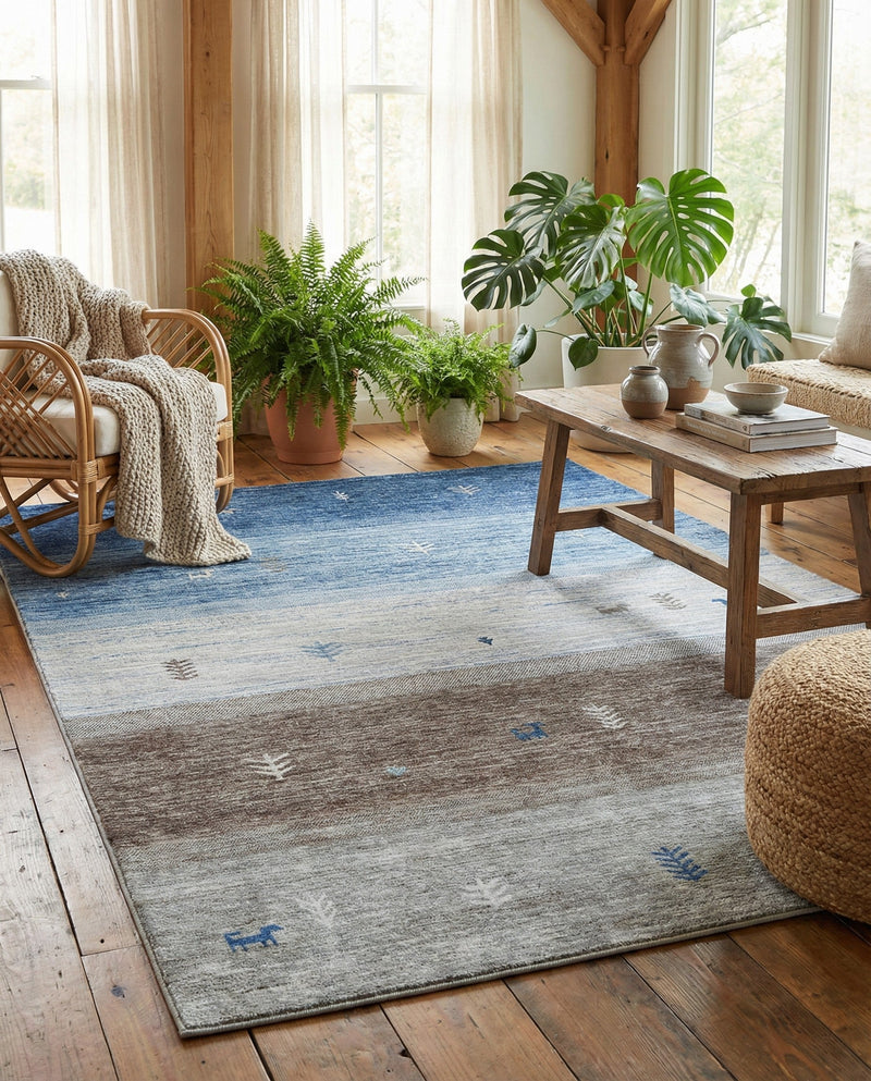 Zagros Shades Collection Area Rug -  Sisakht Rectangle Blue Gray  lifestyle 21