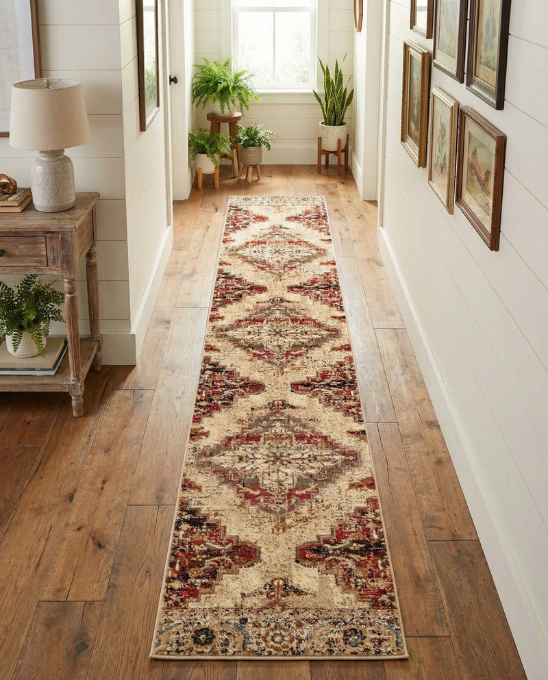 Neptune Elegance Collection Area Rug -  Naiad Runner Burgundy Beige  lifestyle 51