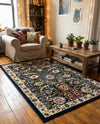 Tabriz Tapestry Collection Area Rug - Sahand (Navy Blue) Rectangle Navy Blue  lifestyle 23