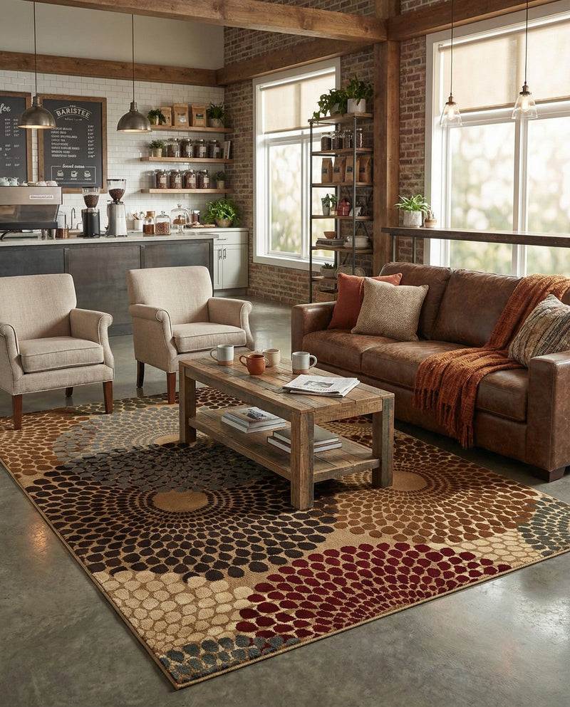 Bistro Lounge Collection Area Rug -  Cappuccino Rectangle Beige  lifestyle 6