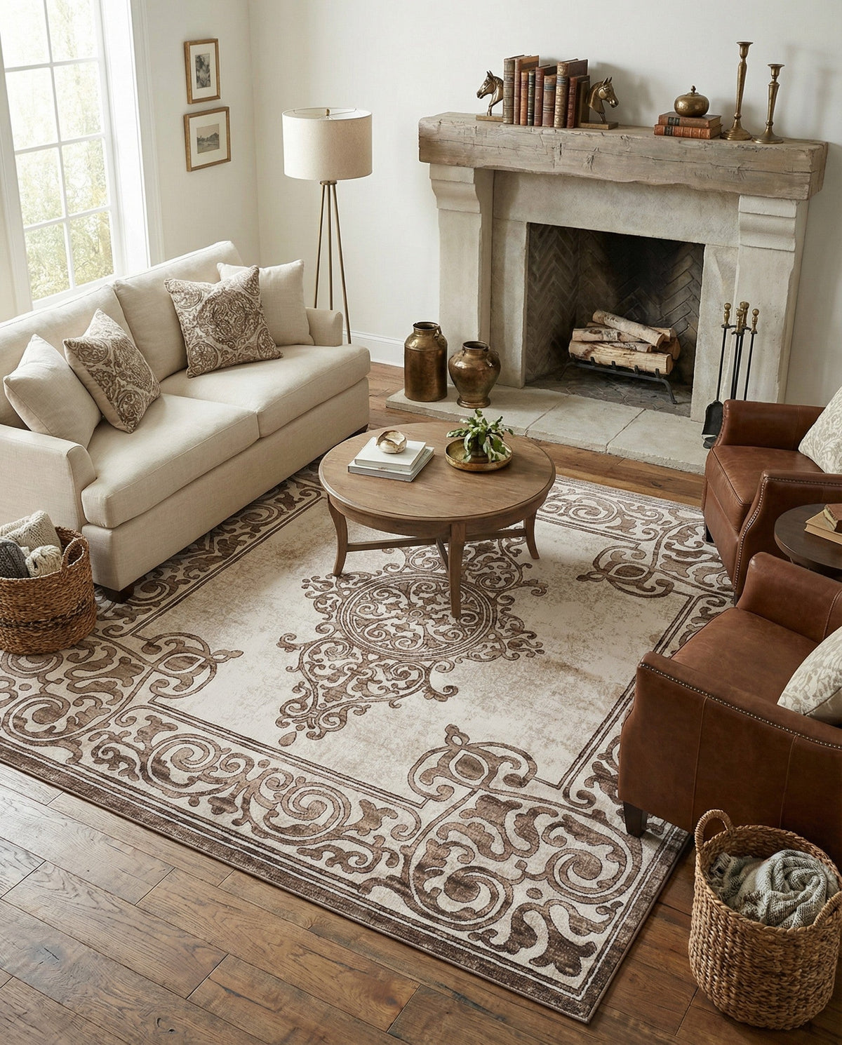 Sanctuary Retreat Collection Area Rug - Haven Square Chocolate Brown  lifestyle 90