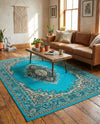 Tabriz Tapestry Collection Area Rug - Azerbaijan (Turquoise) Rectangle Turquoise  lifestyle 15