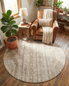 Cascade Range Collection Area Rug - Hood (Ivory) Round Ivory  lifestyle 92