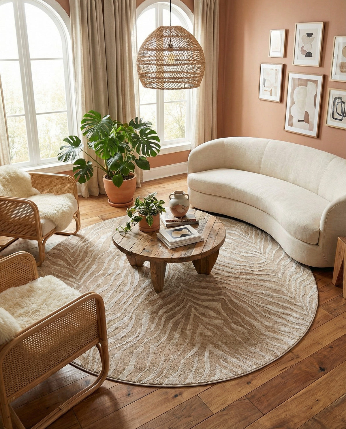 Bloomsbury Elegance Collection Area Rug -  Chelsea Round Ivory Beige  lifestyle 76
