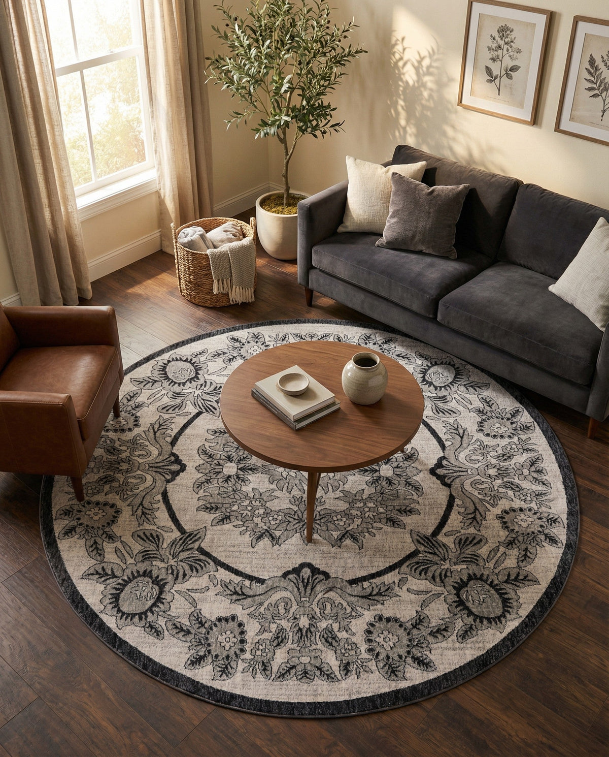 Heritage Harbor Collection Area Rug -  Seabreeze Round Ivory  lifestyle 177