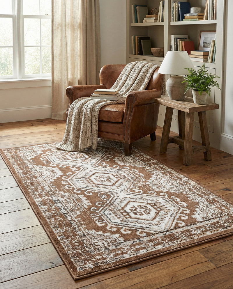 Savannah Elegance Collection Area Rug -  Tybee (Brown) Rectangle Brown  lifestyle 25