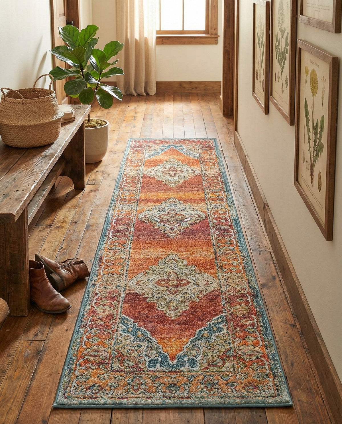 Savannah Soiree Collection Area Rug - Serengeti (Rust Red) Runner Rust Red  lifestyle 81