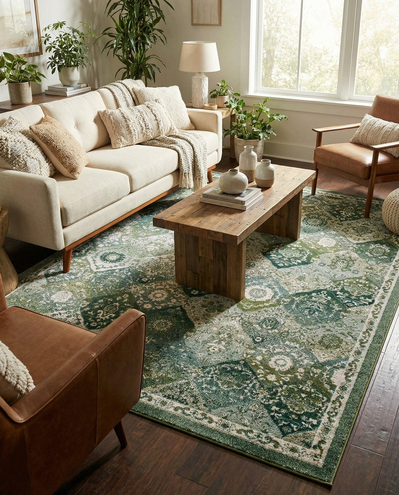 Brighton Terrace Collection Area Rug -  Rottingdean (Green) Rectangle Green  lifestyle 15