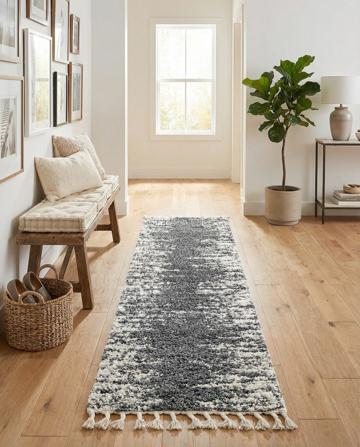 Tranquil Tides Shag Collection Area Rug - Marina Runner Gray  lifestyle 178
