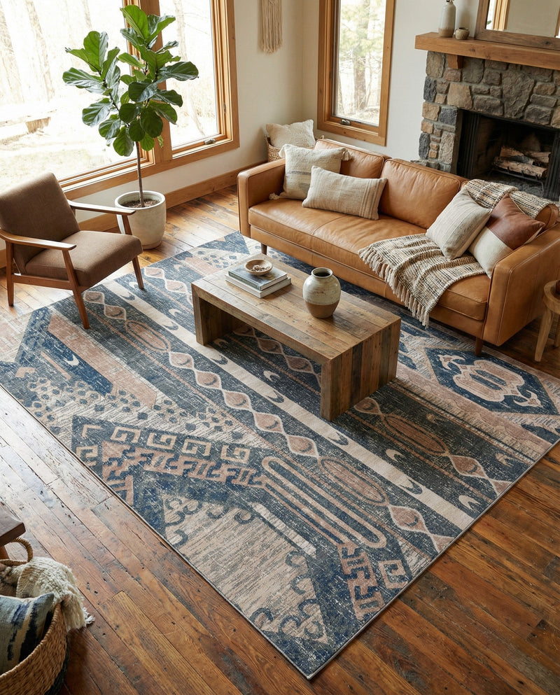 Cascade Range Collection Area Rug - Hood (Navy Blue) Rectangle Navy Blue  lifestyle 16