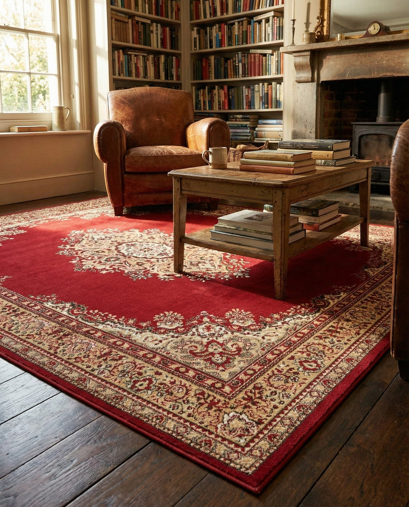 Tabriz Tapestry Collection Area Rug - Azerbaijan (Burgundy) Rectangle Burgundy  lifestyle 13