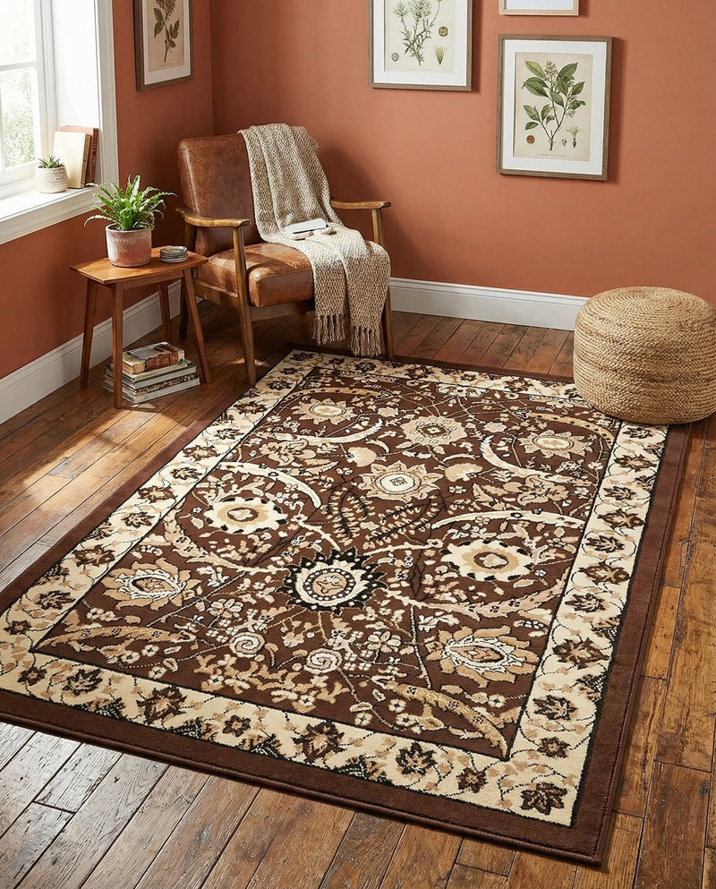 Tabriz Tapestry Collection Area Rug - Sahand (Brown) Rectangle Brown  lifestyle 7