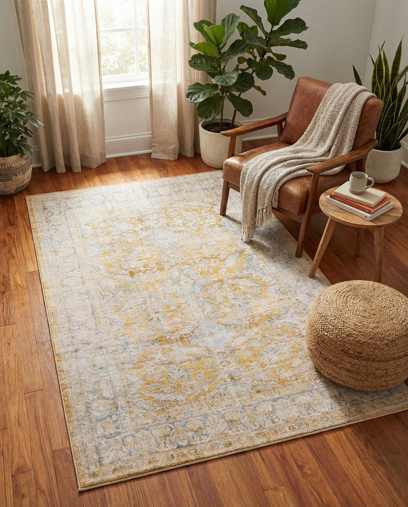 Heritage Elegance Collection Area Rug -  Miramar Rectangle Yellow  lifestyle 11