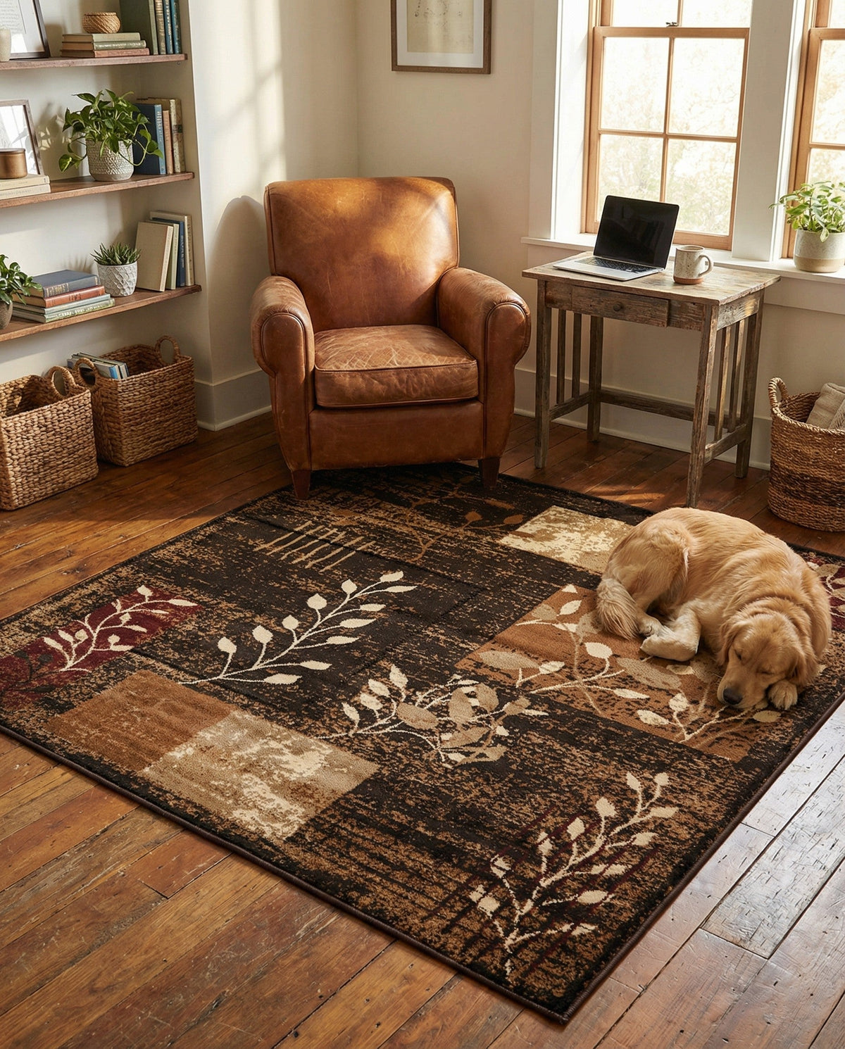 Bistro Lounge Collection Area Rug -  Affogato Square Brown  lifestyle 167