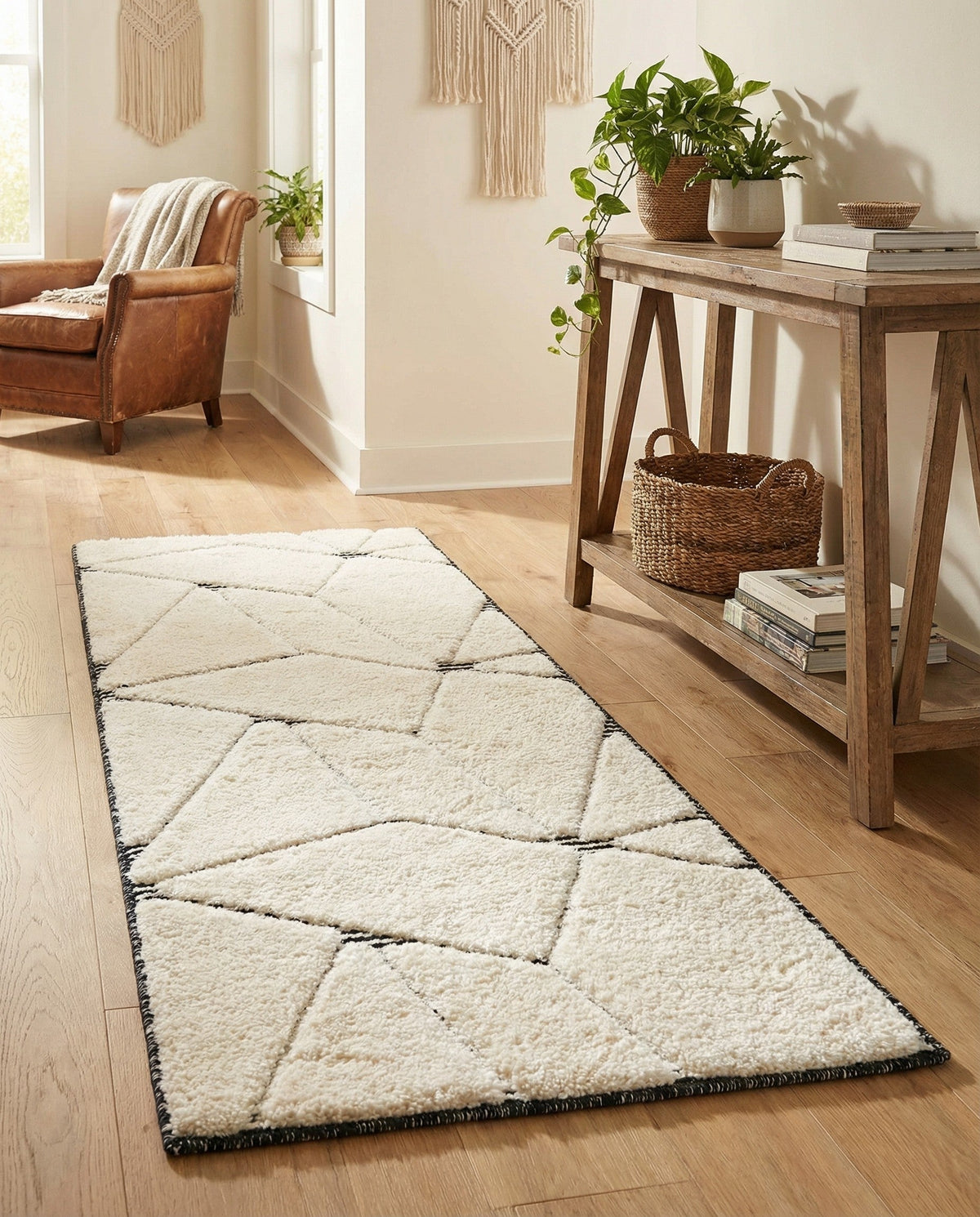Monochrome Collection Area Rug -  Onyx Runner Ivory White  lifestyle 102