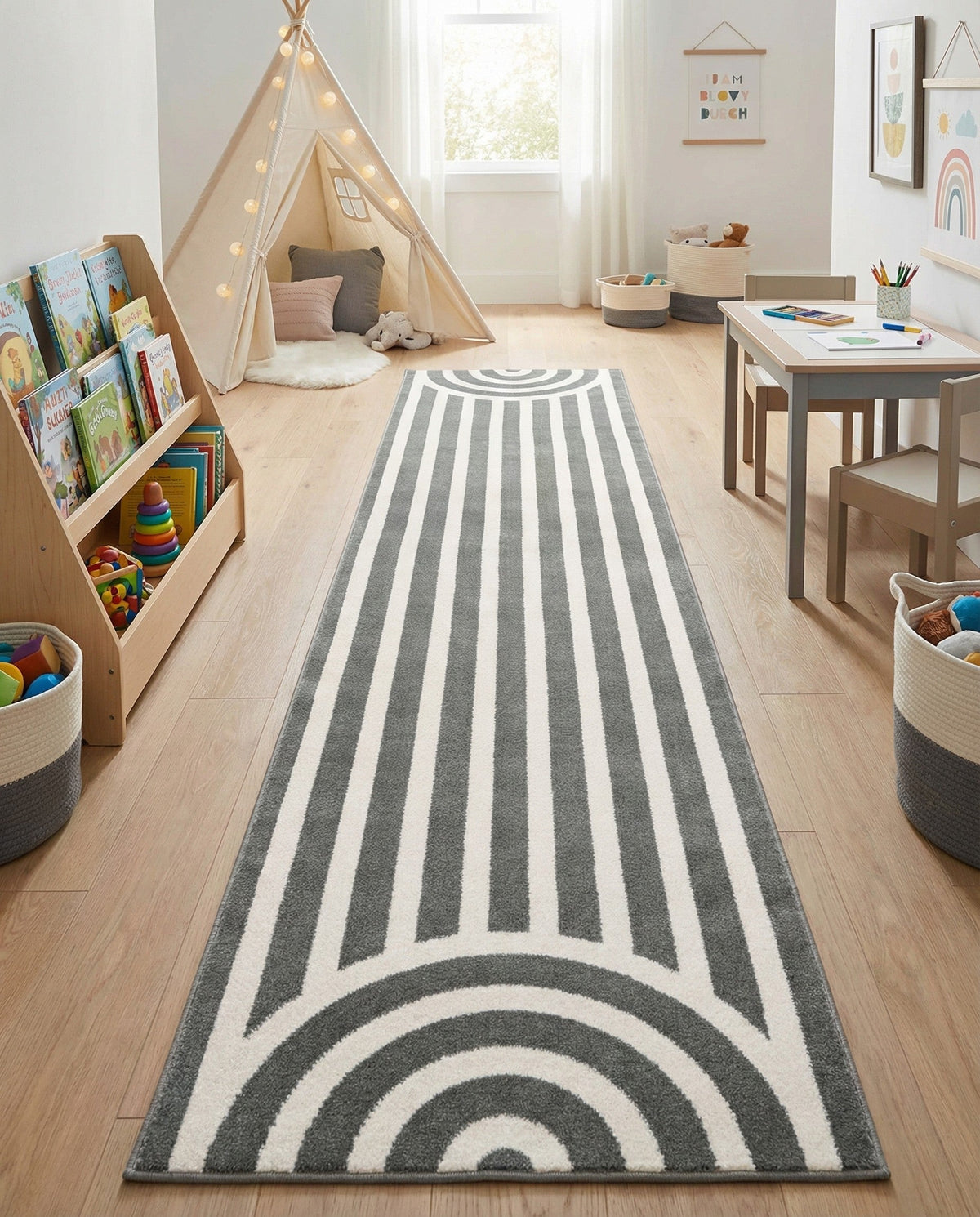 Wonder Tykes Collection Area Rug -  Joydale Runner Gray and Silver  lifestyle 189