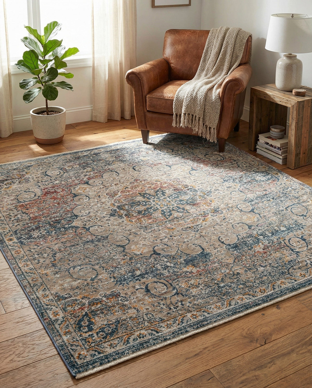 Coastal Haven Collection Area Rug - Seabreeze (Multi) Square Multi  lifestyle 88