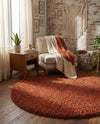 Plush Oasis Collection Area Rug - Serenity (Terracotta) Round Terracotta  lifestyle 77