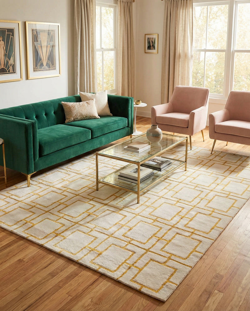 Hollywood Luxe Collection Area Rug -  Beverly (White Gold) Rectangle White Gold  lifestyle 17