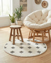 Monochrome Collection Area Rug -  Quartz Round Black and White  lifestyle 58