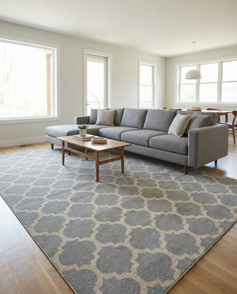 Lattice Gardens Collection Area Rug -  Bloomfield (Light Gray) Rectangle Light Gray  lifestyle 14