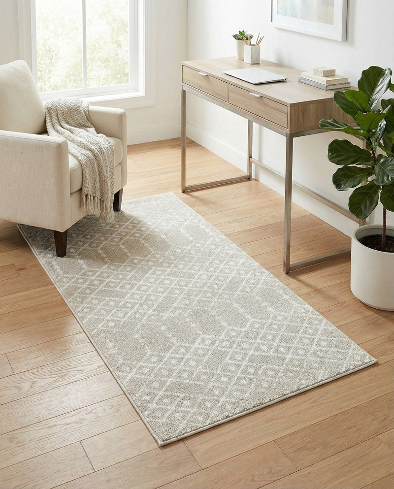Marrakesh Lattice Collection Area Rug - Casablanca (Light Gray) Rectangle Light Gray  lifestyle 23
