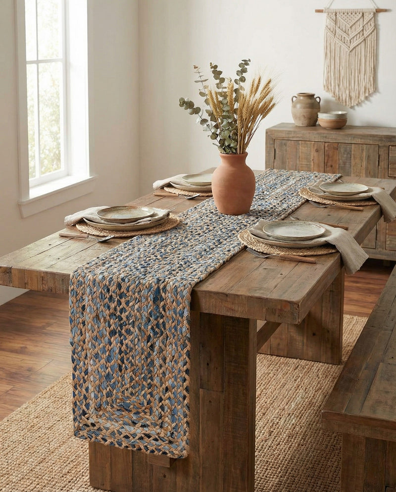Woven Udaipur Collection Area Rug - Sahara Table Runner Natural  lifestyle 45