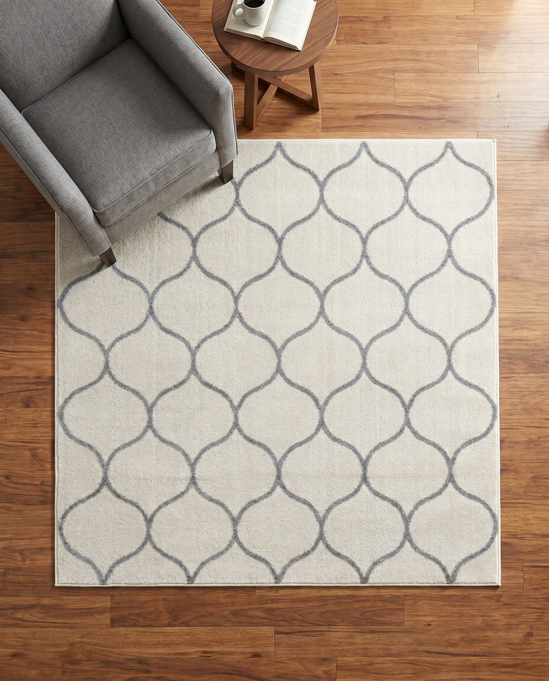 Trellis Mosaic Collection Area Rug -  Pergolatown (Ivory) Square Ivory  lifestyle 74