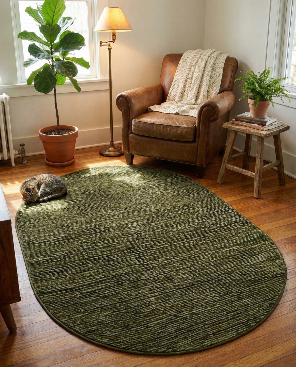 Bloomsbury Elegance Collection Area Rug -  Kensington (Green) Oval Green  lifestyle 96