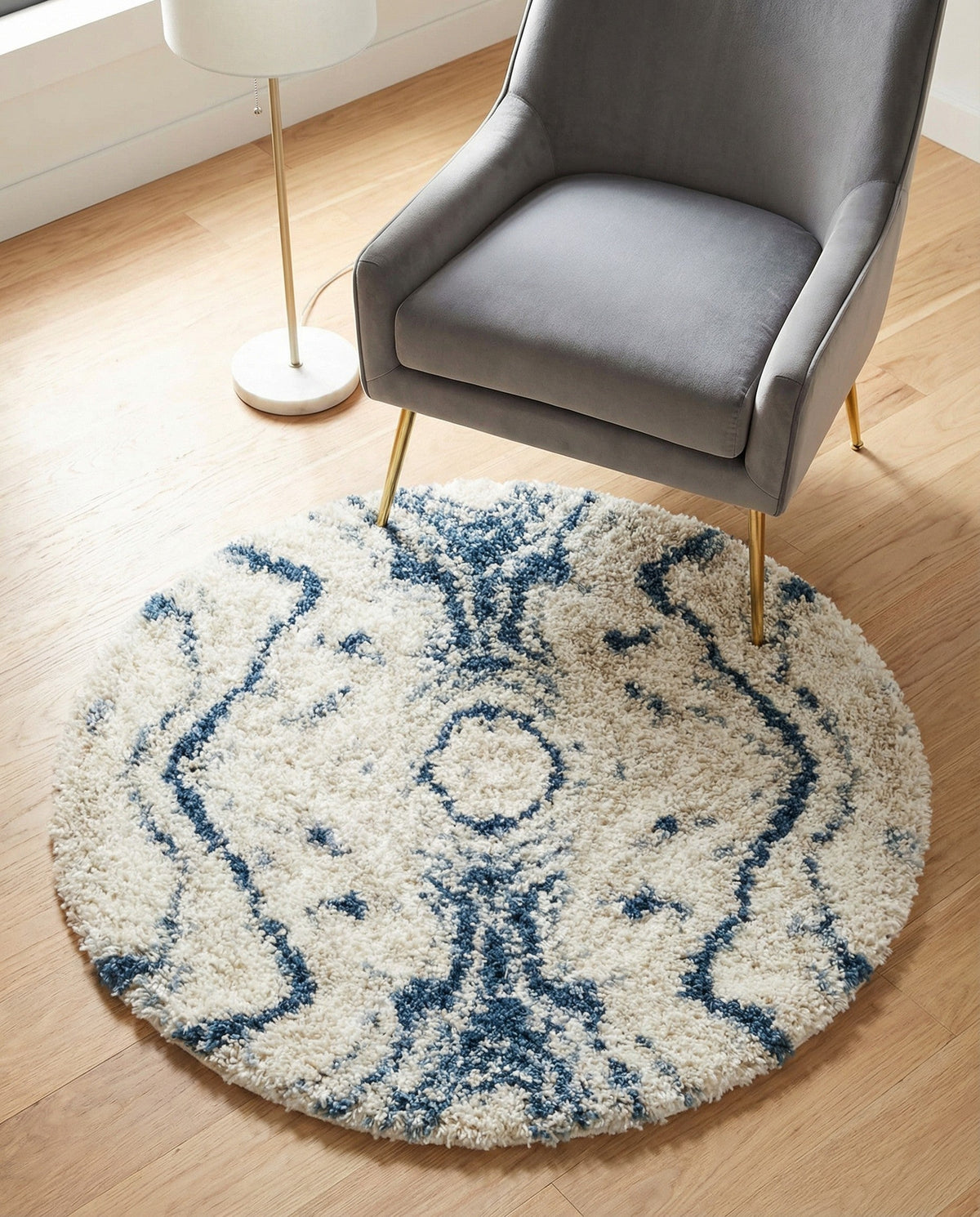 Cozy Cove Shag Collection Area Rug -  Seabreeze Round Blue  lifestyle 106
