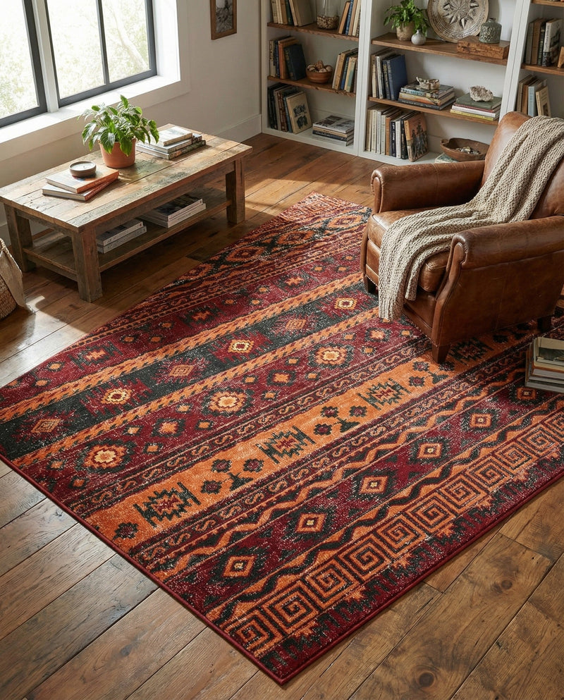 Geneva Terrace Collection Area Rug - Montreux Rectangle Rust Red  lifestyle 16
