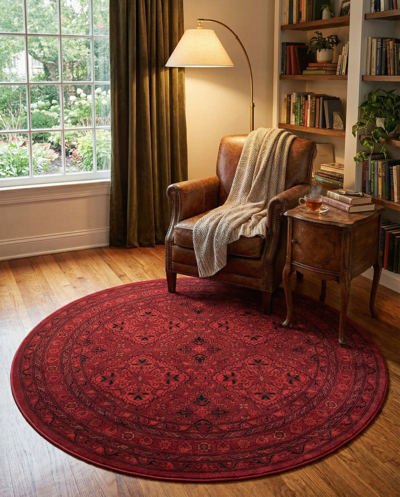 Samarkand Elegance Collection Area Rug -  Samanid Round Red  lifestyle 30