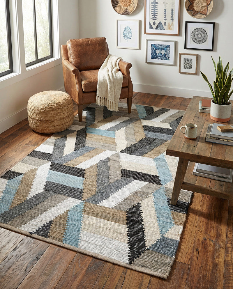 Thar Cotton Collection Area Rug -  Cochin Rectangle Blue  lifestyle 8