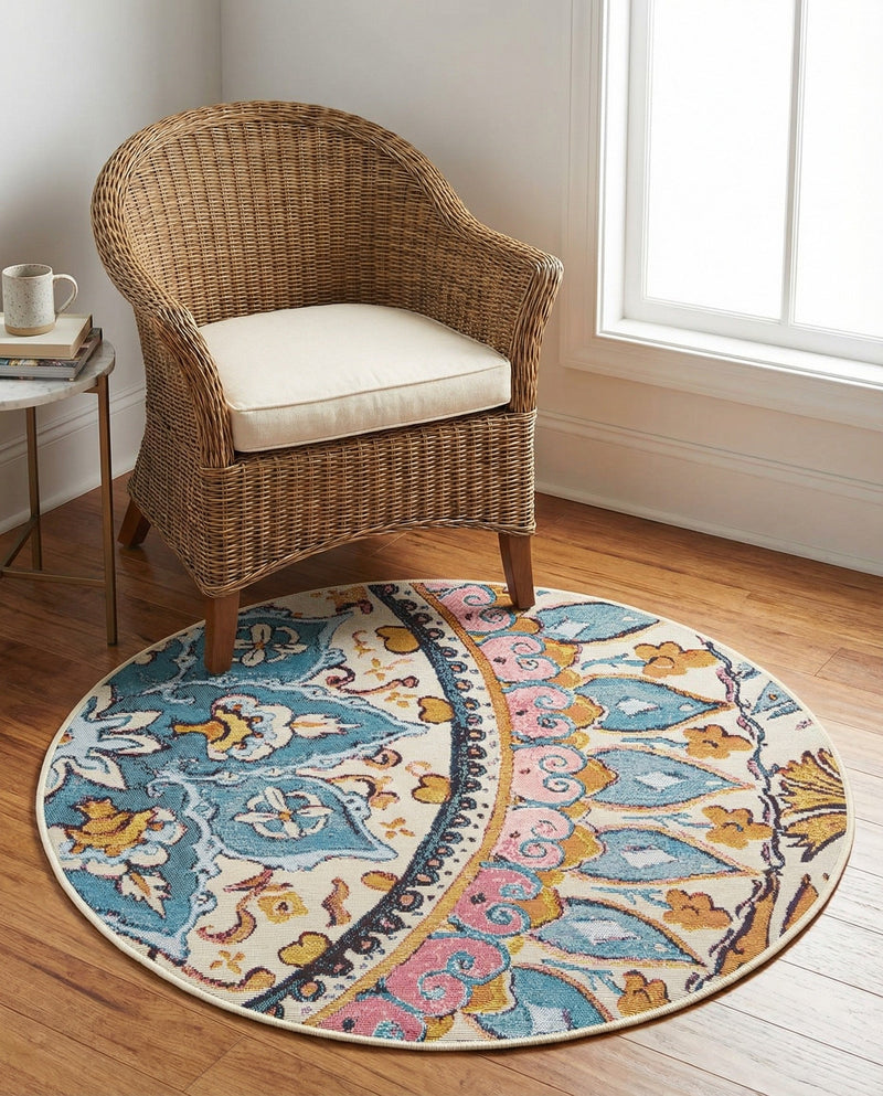 Patio Heritage Collection Area Rug - Tuscany Round Multi  lifestyle 57