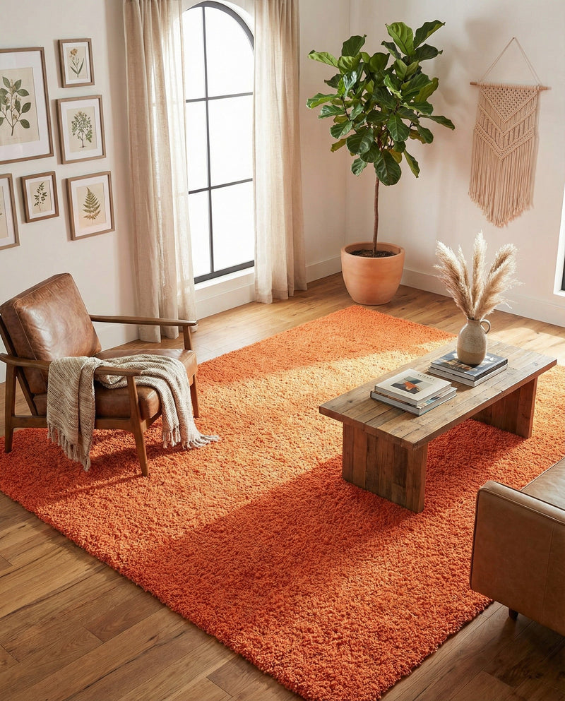Plush Oasis Collection Area Rug - Serenity (Tiger Orange) Rectangle Tiger Orange  lifestyle 14