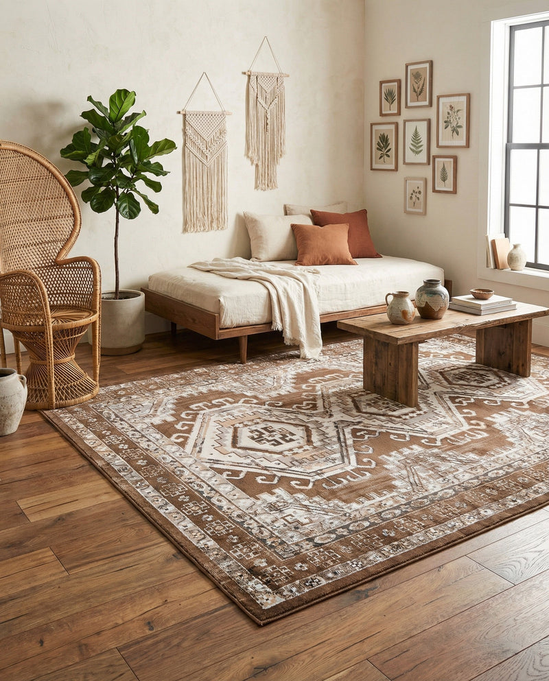 Savannah Elegance Collection Area Rug -  Tybee (Brown) Rectangle Brown  lifestyle 30