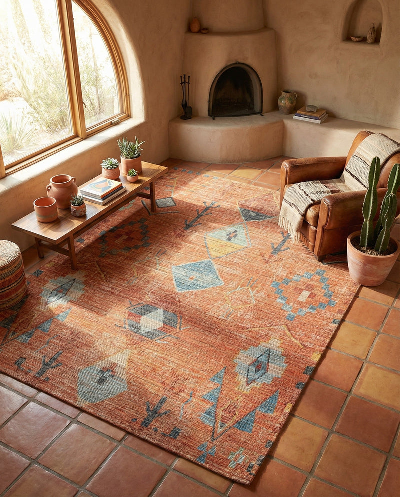 Savannah Threads Collection Area Rug -  Namib Rectangle Rust Red  lifestyle 15
