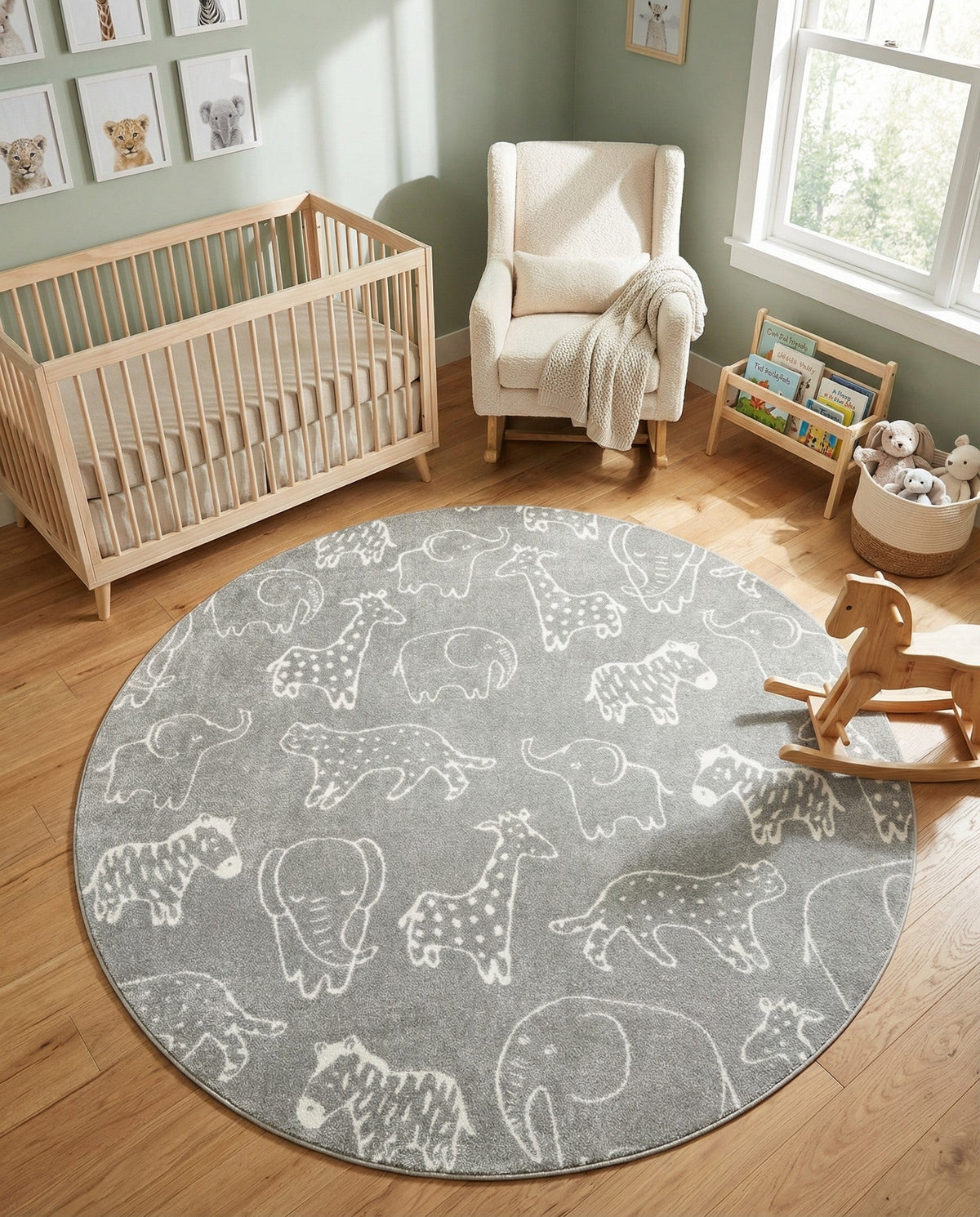 Wonder Tykes Collection Area Rug -  Spectrum Round Gray  lifestyle 147