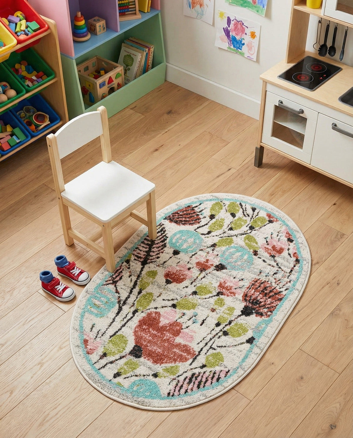 Wonder Tykes Collection Area Rug -  Fantasy Oval Ivory  lifestyle 65