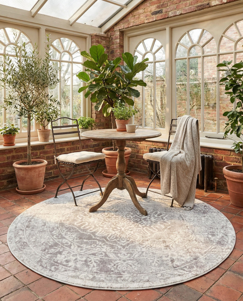 Cambridge Classics Collection Area Rug -  Magdalene (Gray) Round Gray  lifestyle 56