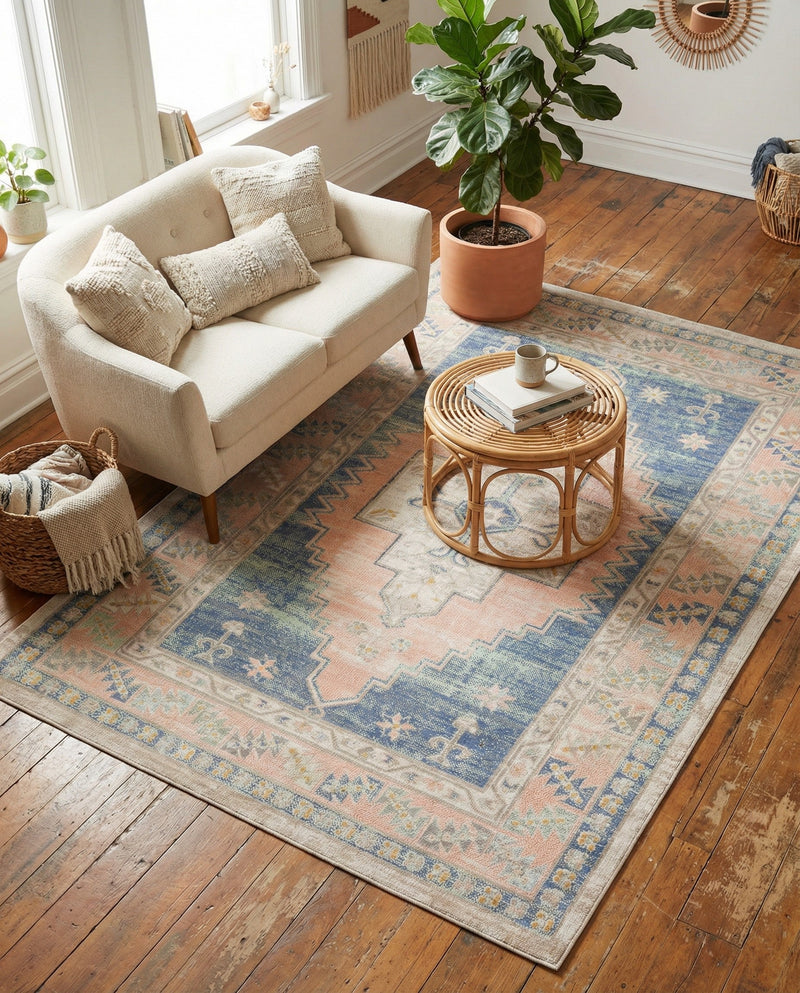 Savannah Series Collection Area Rug -  Augusta (French Blue) Rectangle French Blue  lifestyle 7