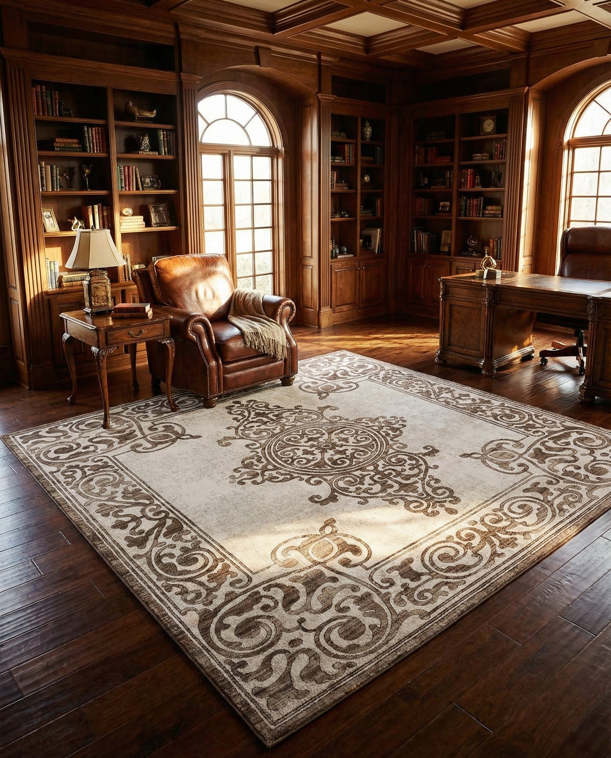 Sanctuary Retreat Collection Area Rug - Haven Square Chocolate Brown  lifestyle 156