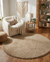 Cozy Comfort Shag Collection Area Rug - Haven (Khaki) Round Khaki  lifestyle 71