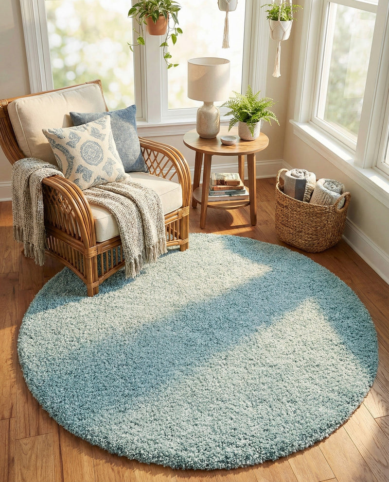 Alpine Plush Collection Area Rug -  Cortina (Aqua) Round Aqua  lifestyle 69