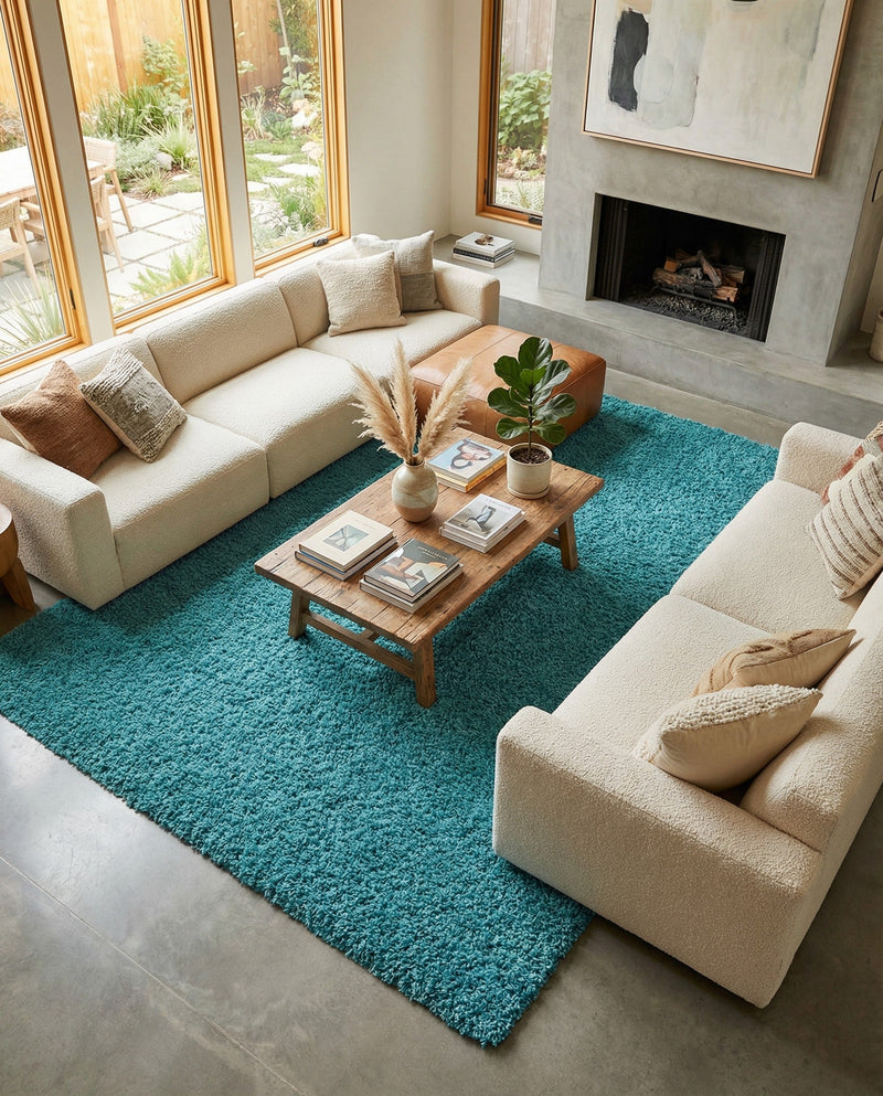 Plush Oasis Collection Area Rug - Serenity (Deep Aqua Blue) Rectangle Deep Aqua Blue  lifestyle 25