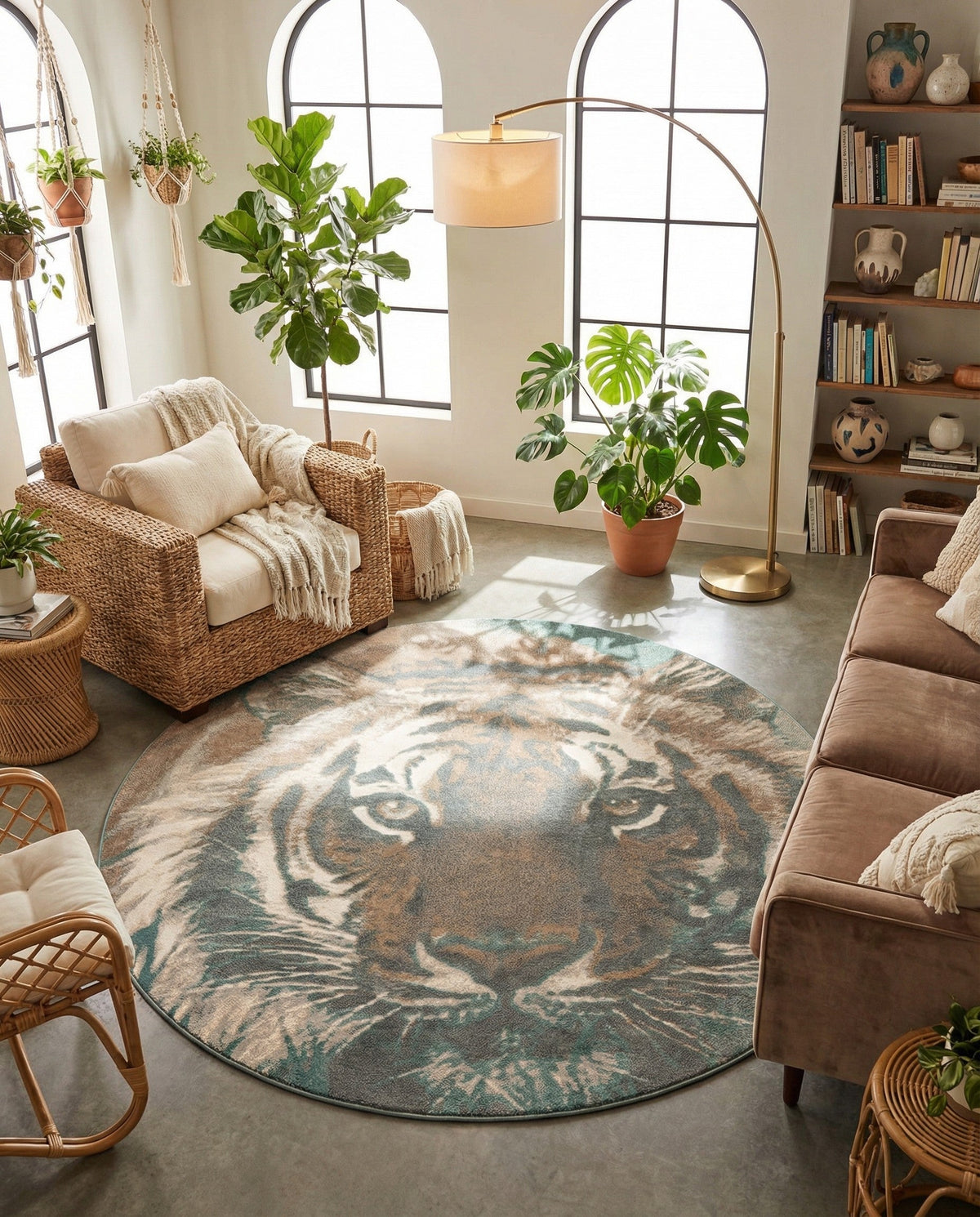 Savannah Sojourn Collection Area Rug -  Okavango Round Multi  lifestyle 67